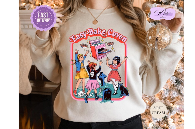 Easy Bake Coven 90s Horror Movie Fan Sweatshirt, Halloween Sweatshirt, Scary Halloween Crewneck, Witchy Vibes Sweatshirt, Spooky Season Gift