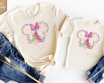 Disney Watercolor Shirt, Disney Minnie Ears Shirt, Disney Princess Shirt, Mama Mini Matching Shirt, Disney Girls Trip, Princess Castle Shirt