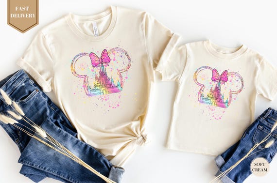 Disney Watercolor Shirt, Disney Minnie Ears Shirt, Disney Princess Shirt, Mama Mini Matching Shirt, Disney Girls Trip, Princess Castle Shirt