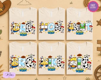 Custom Toy Story Family Matching Birthday Shirts, Toy Story Characters Mama Shirt, Family Toy Story Matching Outfit, Disney Family Trip Tees