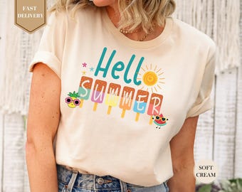 Hello Summer Shirt, Cute Summer Shirt, Summer Shirt, Ice Cream Shirt, Last Day Of School Shirt, Summer Holiday Clothes, Beach Shirt