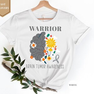 Brain Tumor Warrior Shirt, Brain Cancer Awareness Shirt, Brain Cancer Support Shirt, Brain Cancer Survivor Shirt, Brain Cancer Gray Ribbon