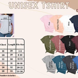 a women's t - shirt with the size chart for each shirt