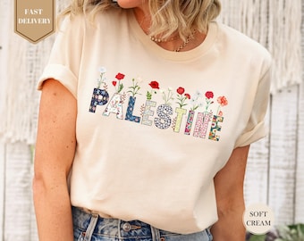 Free Gaza Palestine Shirt, Free Palestine Shirt, Flower Palestine Shirt, Stand With Palestine Shirt, Palestine Flag Shirt, Floral Palestine