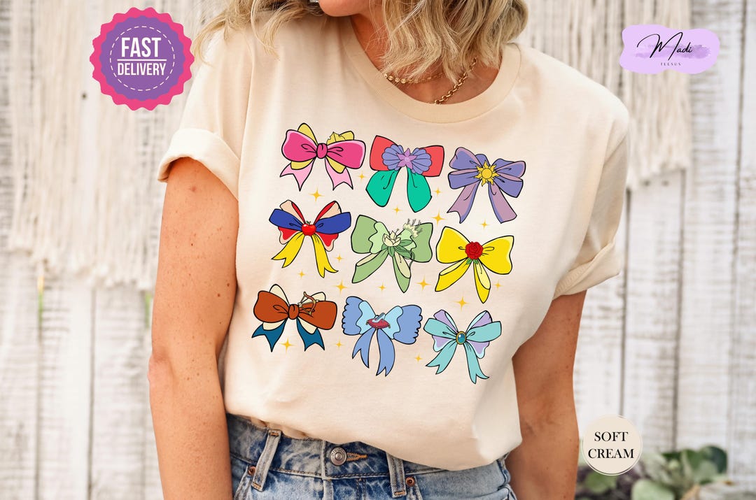 Disney Princess Cute Ribbons and Bows T-shirt, Disney Princess Coquette ...