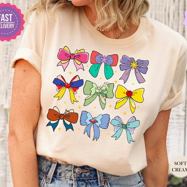 Disney Princess Cute Ribbons And Bows T-Shirt, Disney Princess Coquette Bow Shirt, Disney Princess Shirt, Princess Bow Shirt, Disneyland Tee