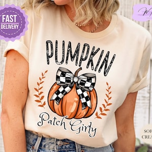 Pumpkin Patch Girly Shirt, Pumpkin Shirt, Halloween Shirt, Fall Shirts, Coquette Pumpkin Shirt, Pumpkin Patch Shirt, Pumpkin Bow Shirt