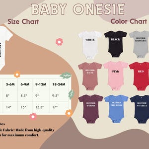 a baby onesie is shown with different colors and sizes