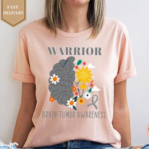 Brain Tumor Warrior Shirt, Brain Cancer Awareness Shirt, Brain Cancer Support Shirt, Brain Cancer Survivor Shirt, Brain Cancer Gray Ribbon