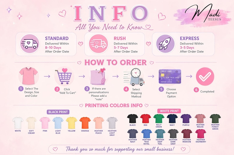 a pink poster with a bunch of different things on it