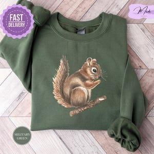 Squirrel Sweatshirt, Squirrel Hoodie, Squirrel with Peanut Hoodie, Animal Sweatshirt, Cute Squirrel Sweatshirt, Animal Lover Gift Sweatshirt