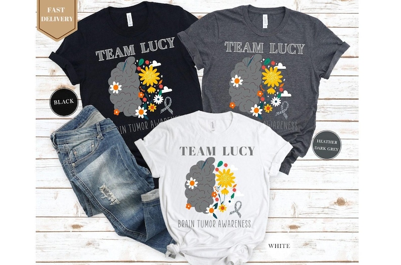 Brain Tumor Warrior Shirt, Brain Cancer Awareness Shirt, Brain Cancer Support Shirt, Brain Cancer Survivor Shirt, Brain Cancer Gray Ribbon image 1