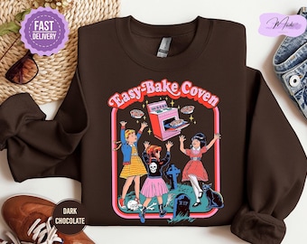 Easy Bake Coven 90s Horror Movie Fan Sweatshirt, Halloween Sweatshirt, Scary Halloween Crewneck, Witchy Vibes Sweatshirt, Spooky Season Gift