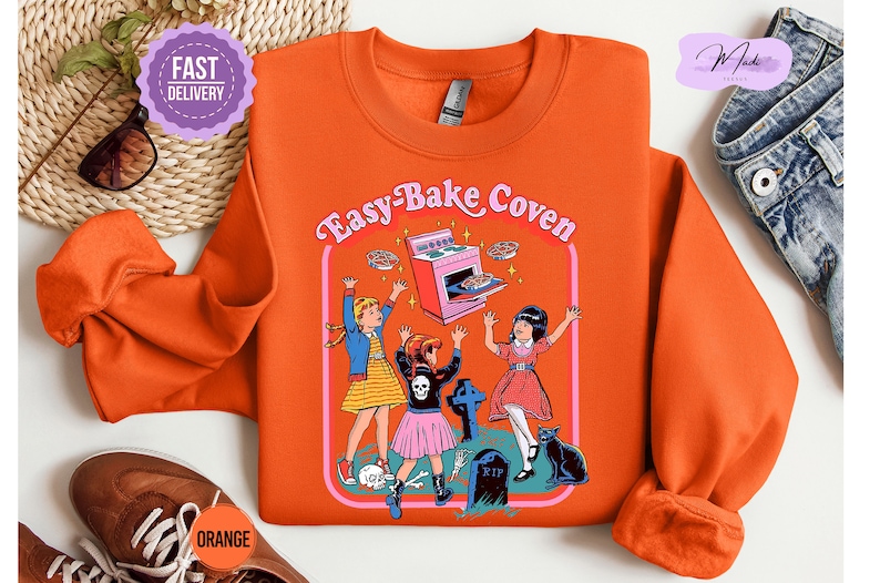Easy Bake Coven 90s Horror Movie Fan Sweatshirt, Halloween Sweatshirt, Scary Halloween Crewneck, Witchy Vibes Sweatshirt, Spooky Season Gift