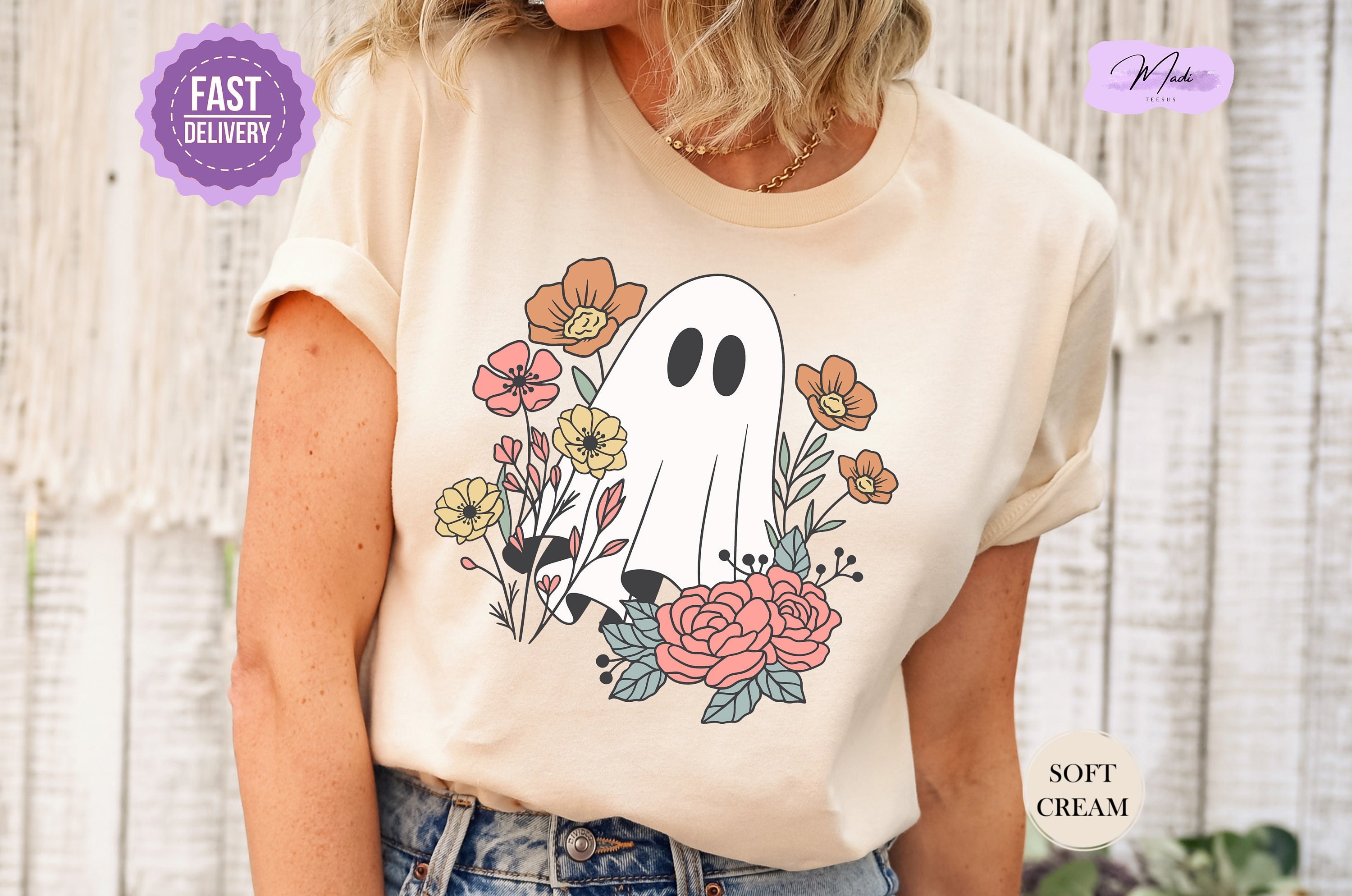 Ghost Shirt, Floral Ghost Halloween Shirt, Flower Halloween Shirt, Cute Ghost Shirt, Fall Shirt, Spooky Season Shirt, Halloween Party Shirt