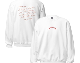 Sudadera bordada con palabras para uno mismo / Cuello redondo inspirador, motivador y de ánimo