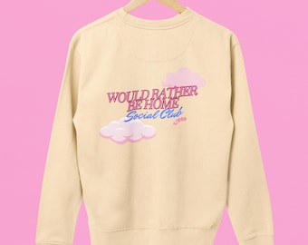 Would Rather be Home Social Club, jersey de cuello redondo de estilo de vida, jersey de cuello redondo multicolor, colección Homebody