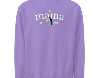 Sudadera de cuello redondo para mamás establecidas en 2025 / Sudadera para mamás primerizas, mamás, Día de la Madre, suéter de colores cómodos