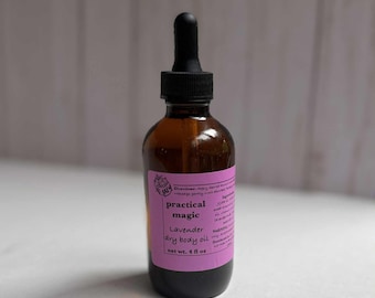 Aceite Corporal Seco Vegano Artesanal Natural Botella Individual / Lavanda