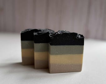 Jabón de leche de cabra, jabón de sebo, hecho a mano, proceso en frío, natural, barra individual / Orgullo asexual / Naranja y limón