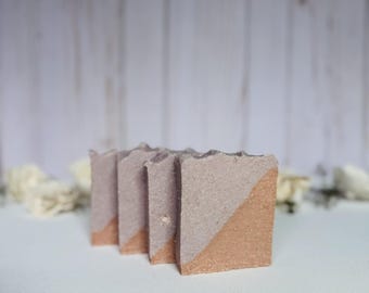 Jabón vegano de aceite de coco, jabón de sal, agua de luna, artesanal, elaborado mediante proceso en frío, barra individual natural / Menta y árbol de té