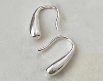 Paire de boucles d'oreilles pendantes en forme de goutte d'eau en or, crochet minimaliste en forme de goutte d'eau, anniversaire, année, date, fin, imperméable, petit, abstrait épais, mignon