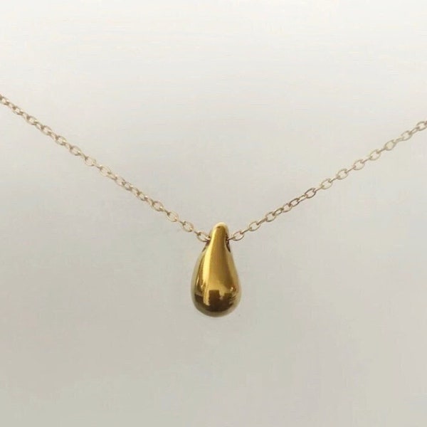 Water Drop Gold Necklace Droplet Tear Rain Dainty Statement Chain Stack Layer Small Anniversary Y2K Chunky Minimalist Pear Pendant Bridal