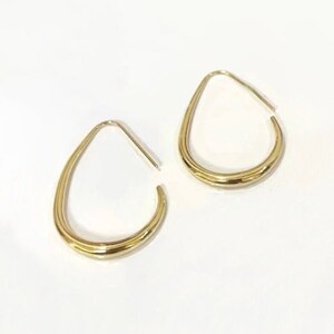 Gold Teardrop Hoop Earrings Waterdrop Large Oval Minimalist Geometric Statement Drop Dainty Anniversary Dangle Y2K Chic Date Cute Hollow