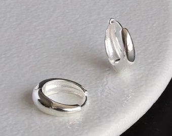 Tapered Hoop Earrings Silver 925 Small Layer Huggies Thick Gold Everyday Cartilage Helix 10mm Waterproof Anniversary Date Dainty Minimalist
