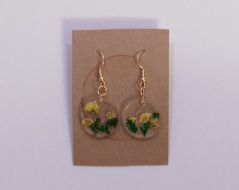 Missouri Wildflower Earrings, resin dangle earrings, dried flower earrings