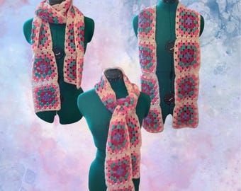 Colorful Crochet Scarf, Winter Scarf