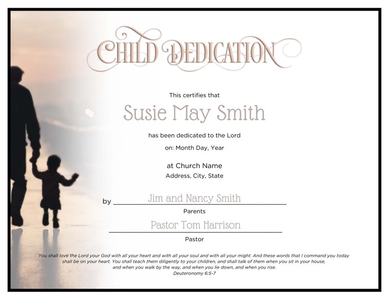 Editable Child Dedication Certificate Template (canva, Instant Download ...