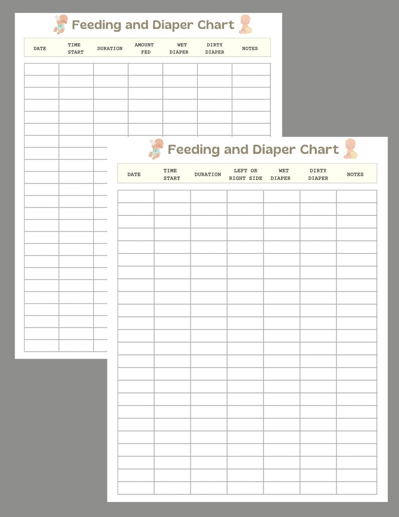 Feeding and Diaper Chart - Etsy