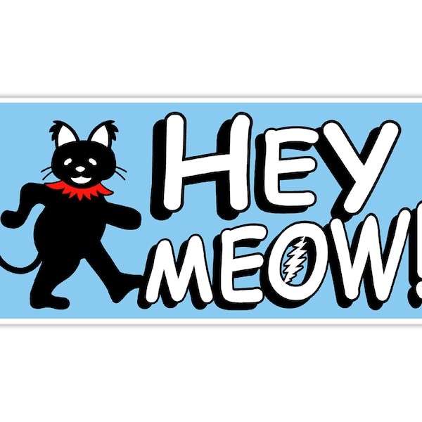 HEY MEOW Black Marching Cat Vinyl Decal Sticker