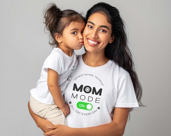 Modo Mamá: ON, Todo el Día, Camiseta Manga Corta, Súper Mamá, Mejor Mamá, Día de la Madre, Regalo para Mamá, Mamá es la Mejor, Madre, Abuela, Padres