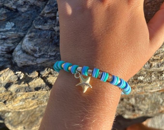 Clay Bead Golden Starfish Bracelet