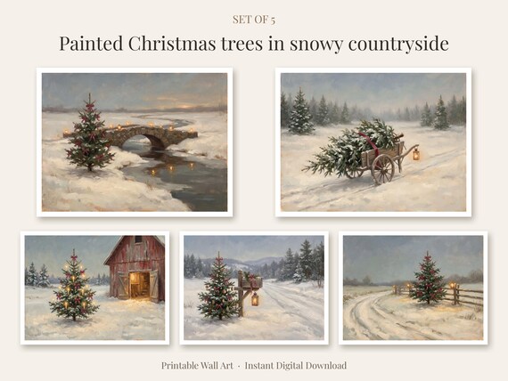 Christmas Tree Painting Set of 5