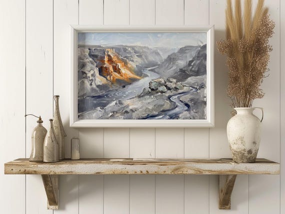 Canyon River Oil Sketch Print