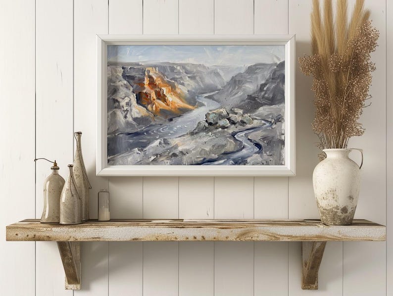 Canyon River Oil Sketch Print
