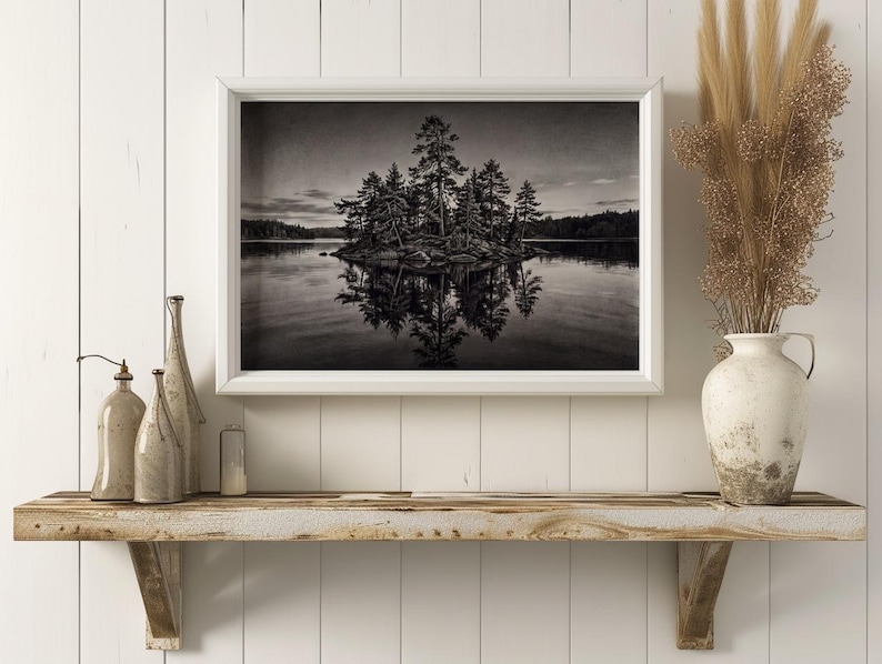Christmas Gift Charcoal Lake Landscape Printable