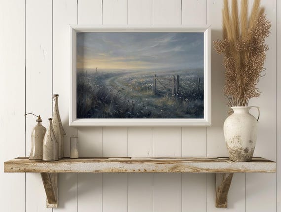 Misty Wildflower Field Print