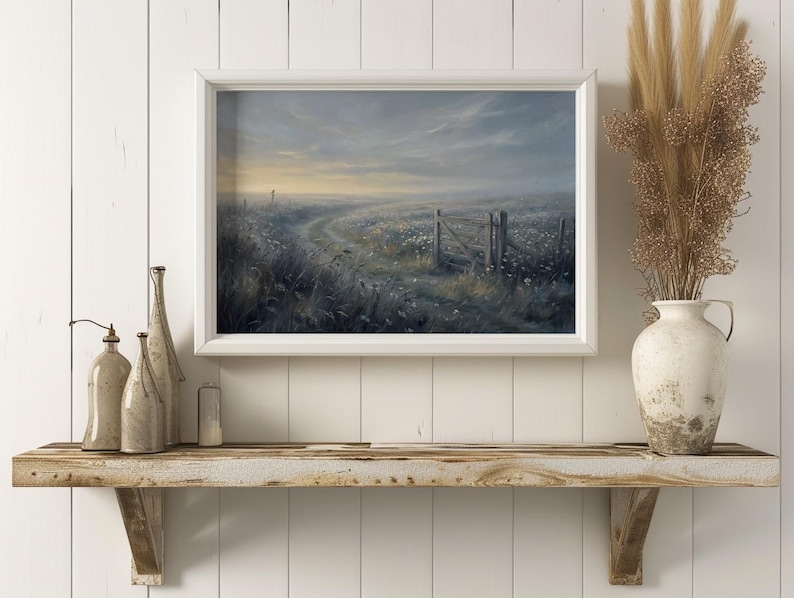 Misty Wildflower Field Print