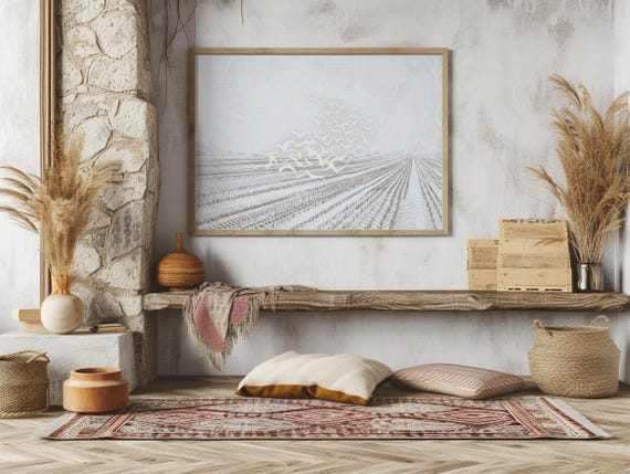 Christmas Gift Winter Farm Landscape Print