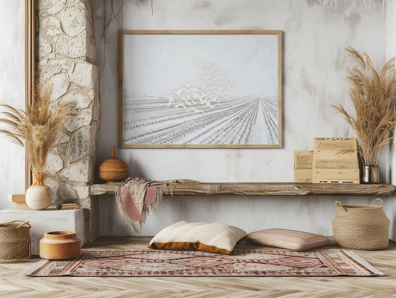 Christmas Gift Winter Farm Landscape Print
