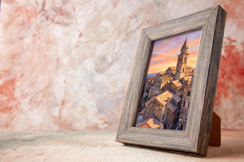 Coastal Village Sunset Print