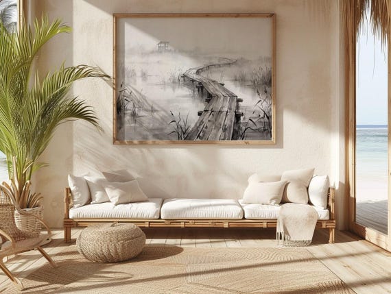 Sumi E Marsh Boardwalk Print