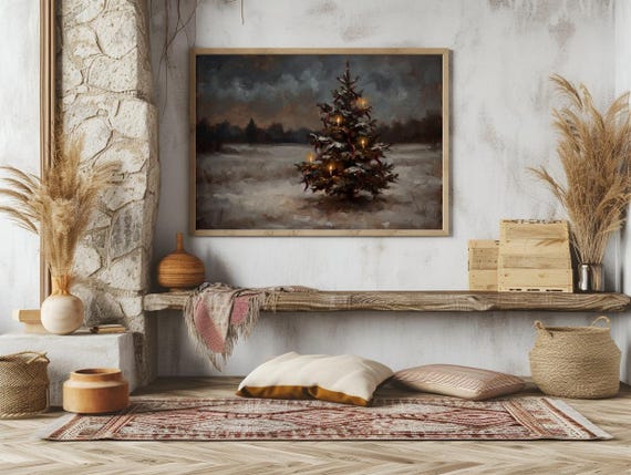 Vintage Christmas Tree Painting
