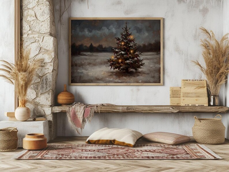 Vintage Christmas Tree Painting
