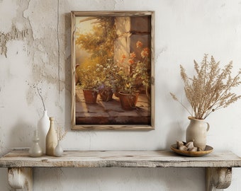 Sunset Serenade in Terracotta | Digital Print | Countryside Wall Art | Rustic Home Decor | Amber Floral Artwork