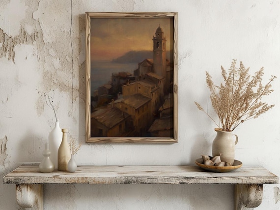 Coastal Village Sunset Print